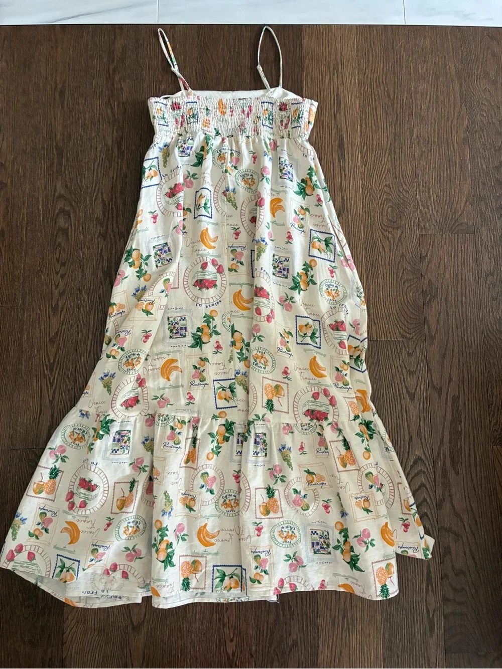 Joie Linen Midi Dress, Fruit Pattern, Summer Pretty! 🍓🍑🍇🍋 - Picture 9 of 9